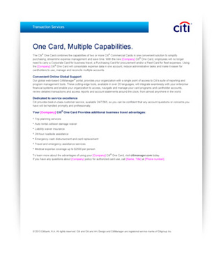 One Card Newsletter