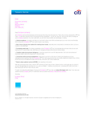 One Card Welcome Letter