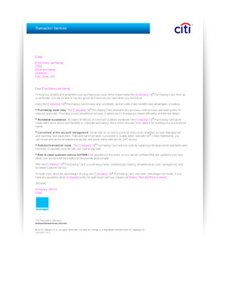 Purchasing Card Welcome Letter
